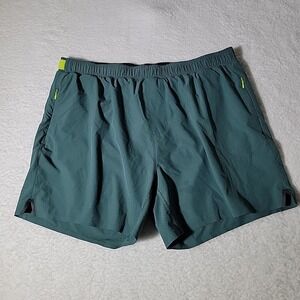 Rhone Barry's Swim Trunks Extra Large Green Lined Drawstring Zip Pockets Logo